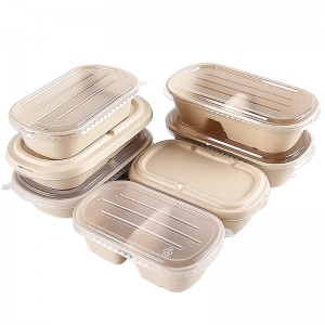 Verpackung von Fast-Food-Verpackungen Bagasse Lebensmittelverpackungen Container mit klarer Abdeckung Kompostierbare Zuckerrohr-Container